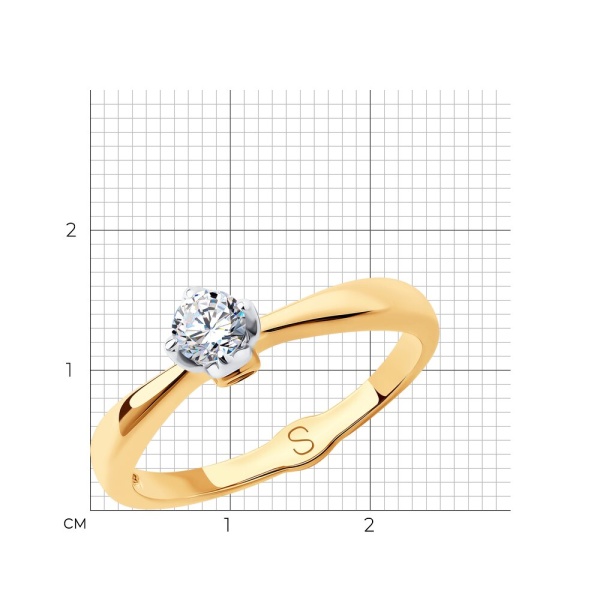 Кольцо из красного золота с фианитами