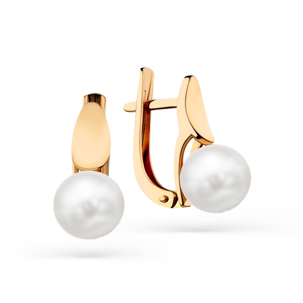 Серьги из красного золота с жемчугом