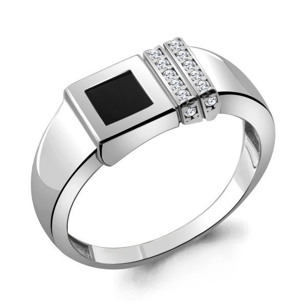 Печатка из серебра с фианитами