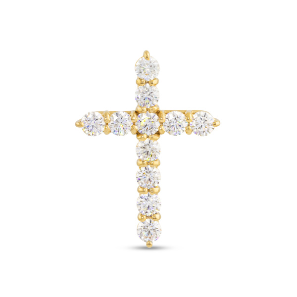 Декоративный крестик из желтого золота с бриллиантами