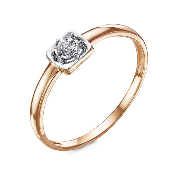 Кольцо из красного золота с бриллиантом