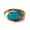 Кольцо из красного золота с бирюзой и фианитами