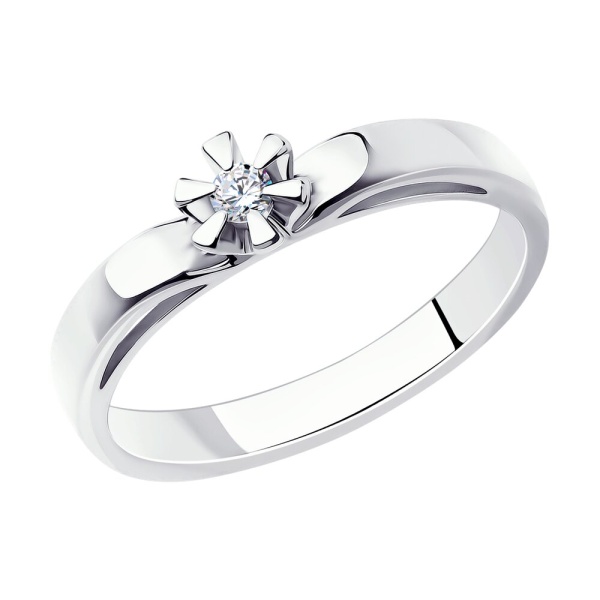 Кольцо из белого золота с бриллиантом