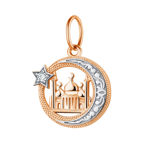 Подвеска из красного золота с фианитом