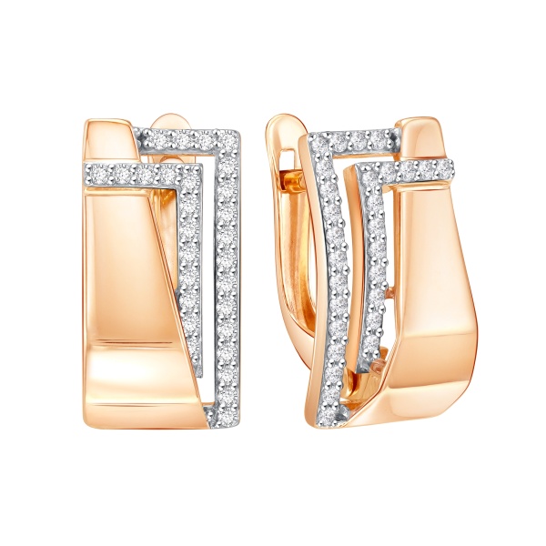 Серьги из красного золота с фианитами