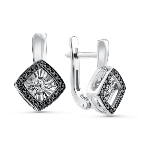 Серьги из белого золота с танцующим бриллиантом