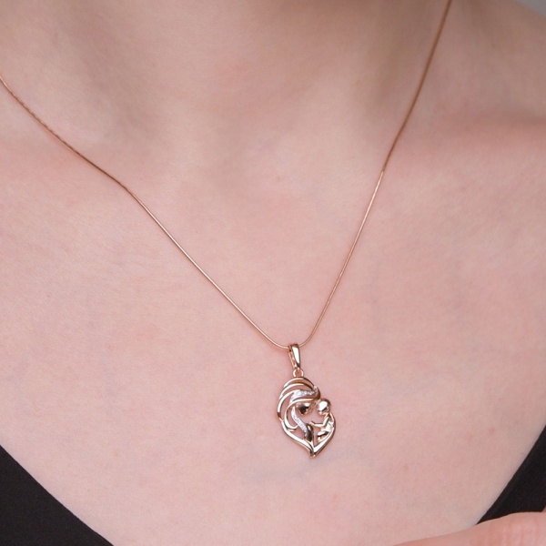 Подвеска из красного золота с бриллиантами «Мать и дитя»