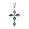 Декоративный крестик из белого золота с сапфирами