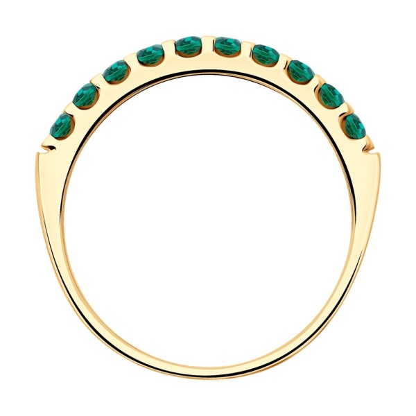 Кольцо из красного золота с гидротермальными изумрудами