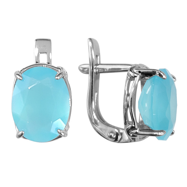 Серьги из серебра с голубым агатом