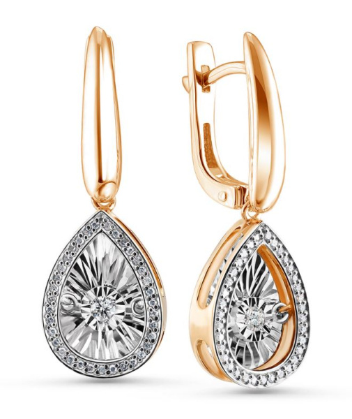 Серьги из красного золота с танцующим бриллиантом