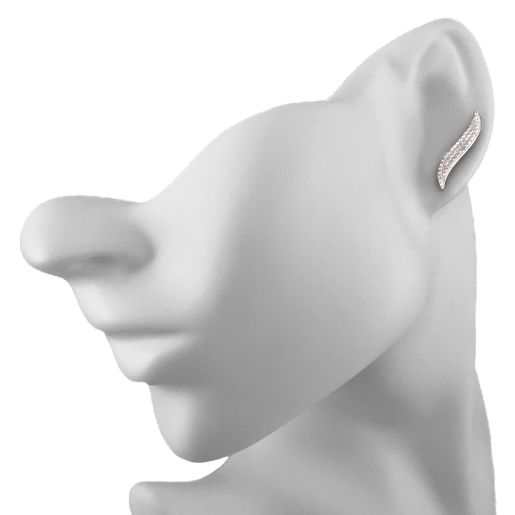 Серьги зажимы из серебра с цирконом