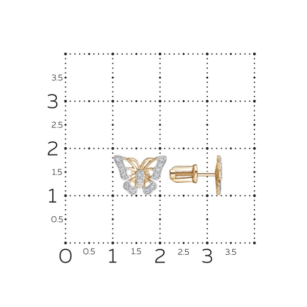 Серьги пусеты из красного золота с бриллиантами