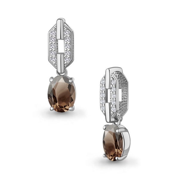 Подвеска из серебра с раухтопазом и фианитами