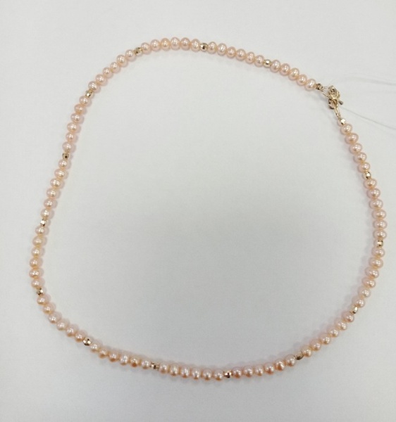 Бусы из красного золота с жемчугом