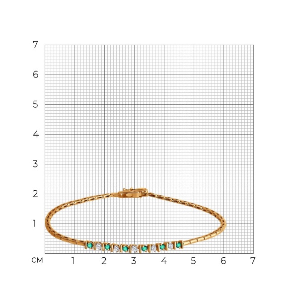 Браслет из красного золота с бриллиантами и изумрудами