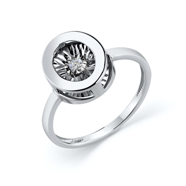 Кольцо из белого золота с танцующим бриллиантом