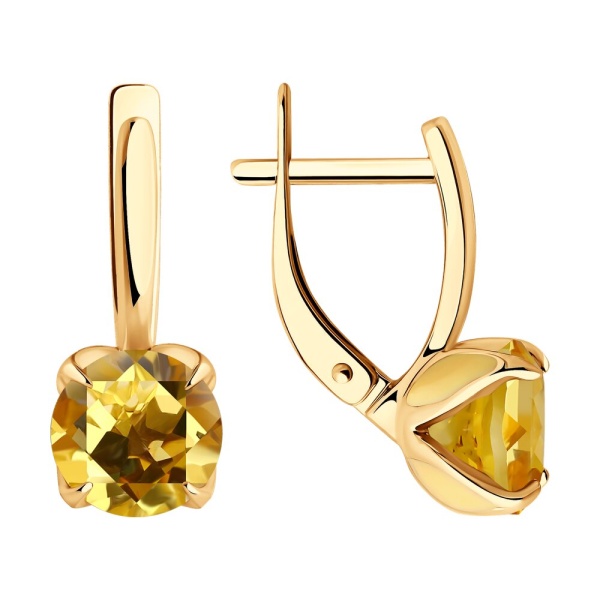 Серьги из красного золота с цитринами