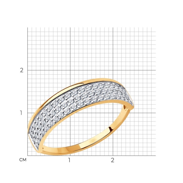 Кольцо из красного золота с фианитами