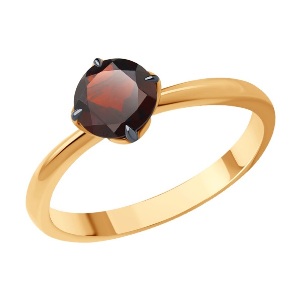 Кольцо из красного золота с гранатом
