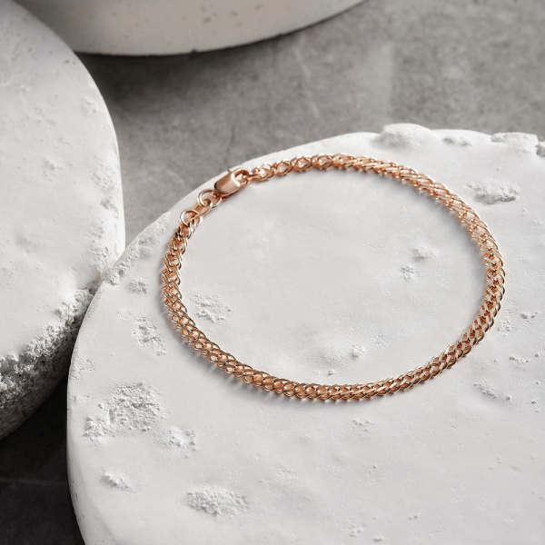 Браслет из красного золота, плетение «Ромб двойной»