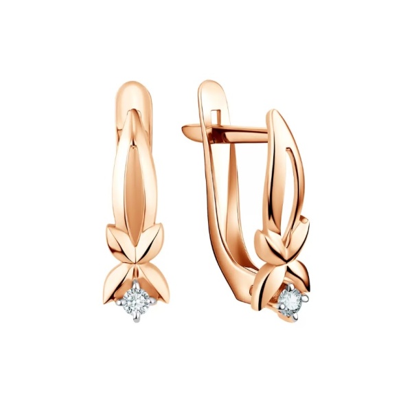 Серьги из красного золота с фианитами