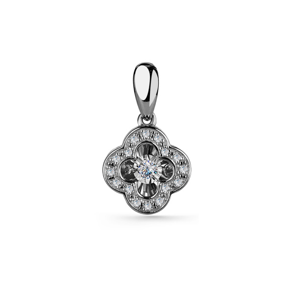Подвеска из белого золота с танцующим бриллиантом