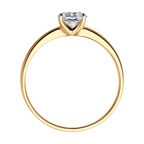 Кольцо из красного золота с фианитом