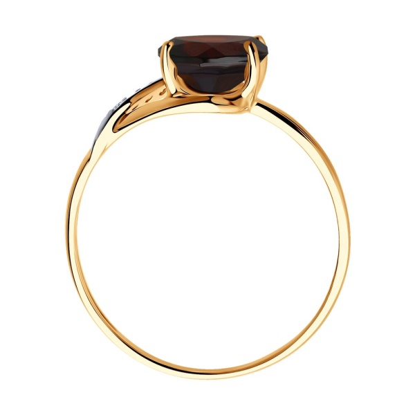 Кольцо из красного золота с гранатом и фианитами