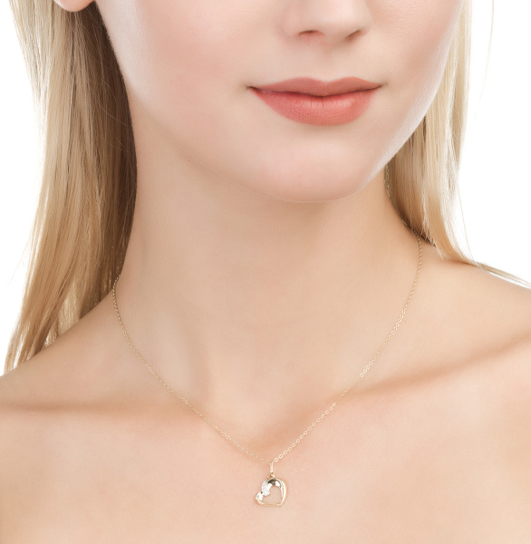 Подвеска из красного золота с фианитами «Сердце»