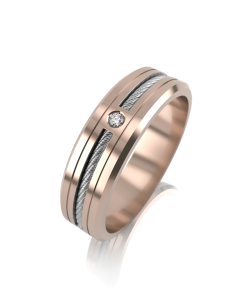 Кольцо из комбинированного золота с фианитом