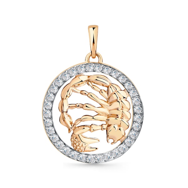 Подвеска из красного золота с фианитами «Зодиак Скорпион»