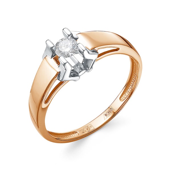 Кольцо из красного золота с бриллиантом