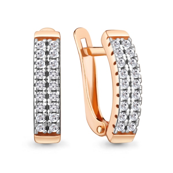 Серьги из красного золота с фианитами