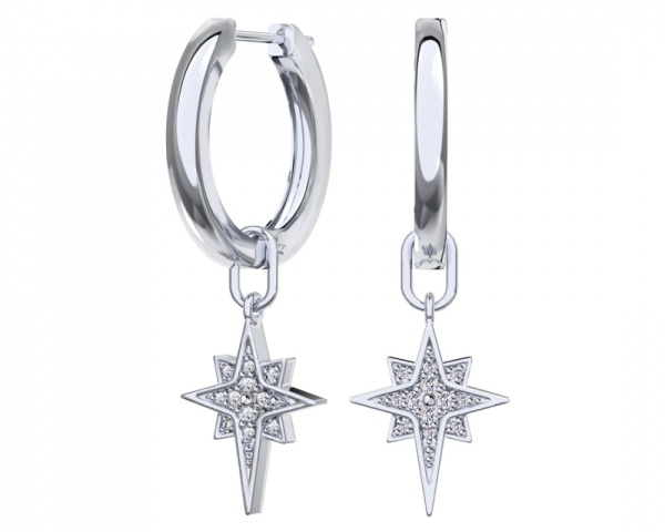 Серьги конго из серебра с фианитами