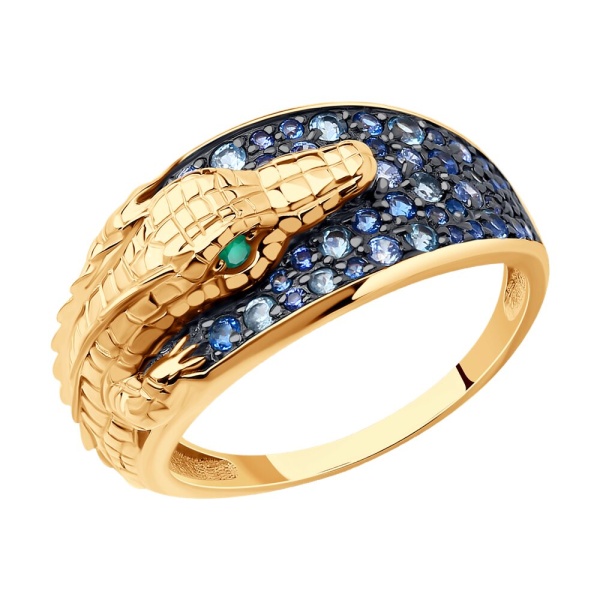 Кольцо из красного золота с миксом камней