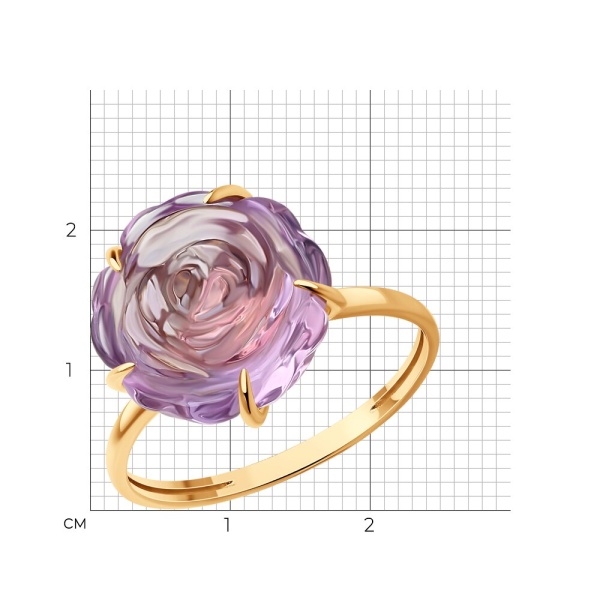 Кольцо из красного золота с аметистом