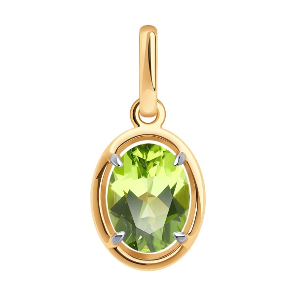 Подвеска из красного золота с хризолитом