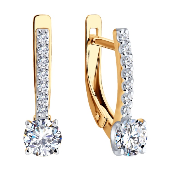 Серьги из красного золота с фианитами