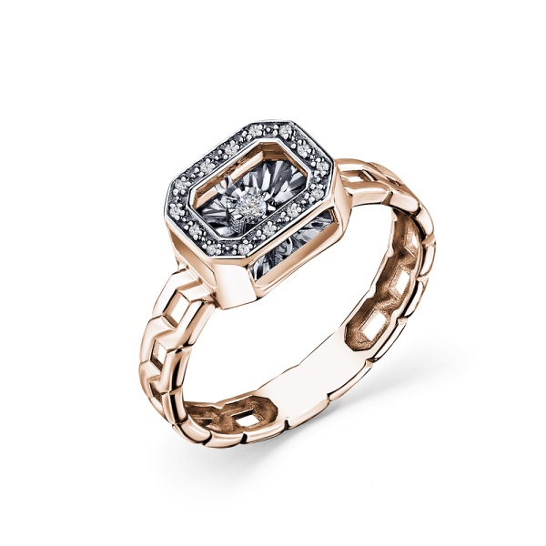 Кольцо из красного золота с бриллиантами