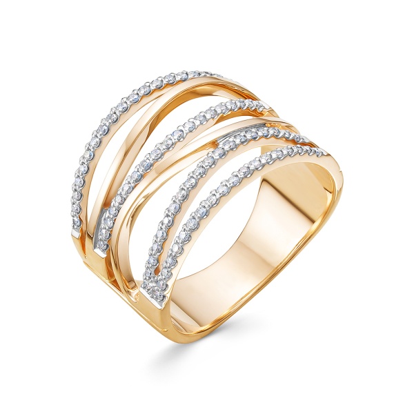 Кольцо из красного золота с бриллиантами