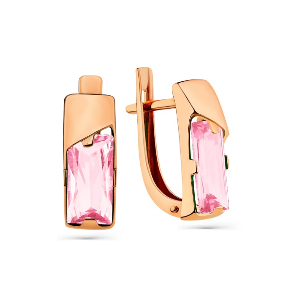 Серьги из красного золота с морганитами