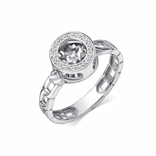 Кольцо из белого золота с танцующим бриллиантом