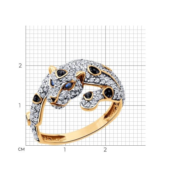 Кольцо из красного золота с миксом камней