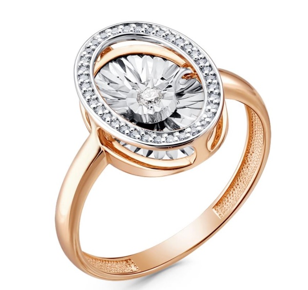 Кольцо из красного золота с танцующим бриллиантом