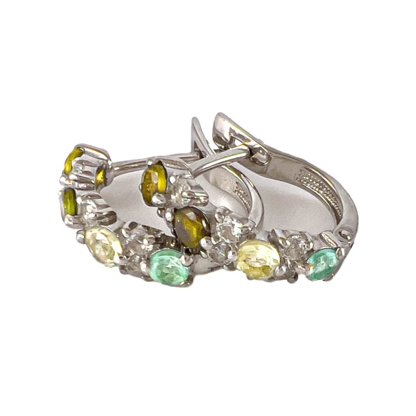 Серьги из серебра с топазом и турмалином