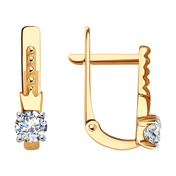 Серьги из красного золота 585 пробы с фианитами