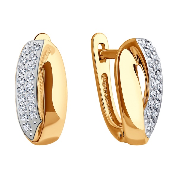 Серьги из красного золота с фианитами