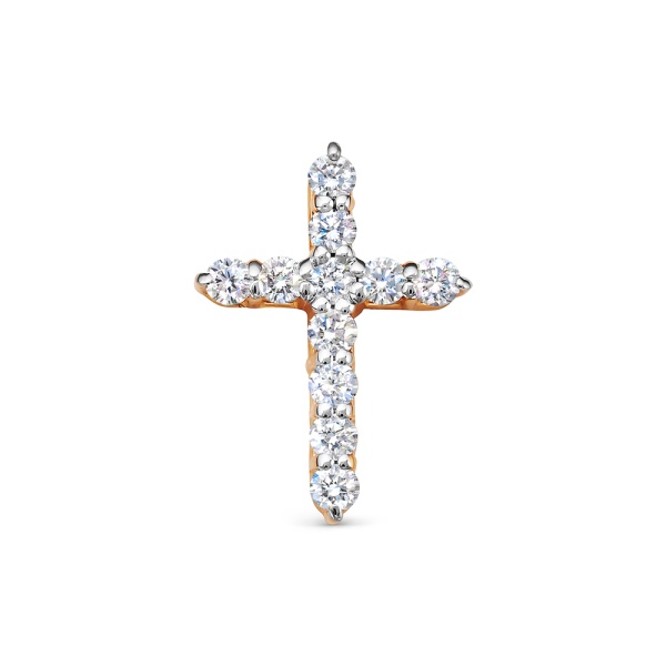 Декоративный крестик из красного золота с бриллиантами