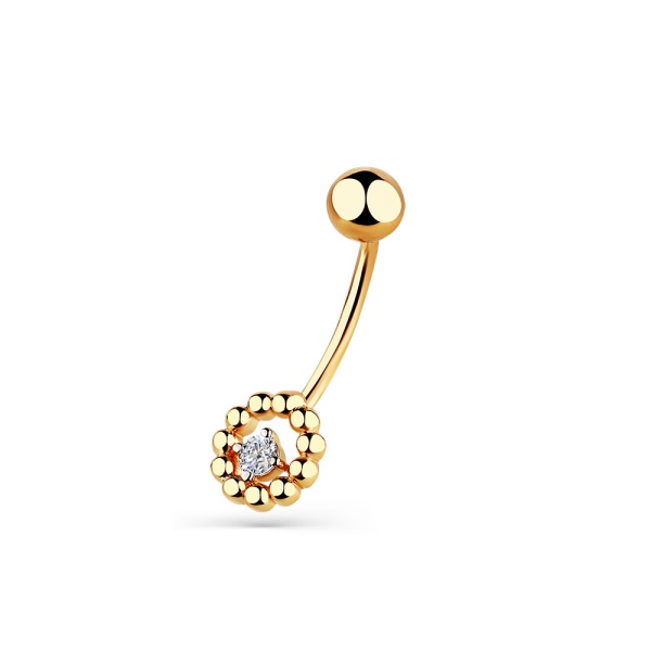 Пирсинг из красного золота с фианитом